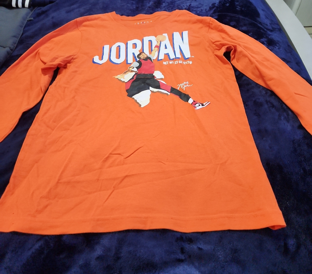 Jordan Orange Long Sleeve Tee with Jumpman Graphic